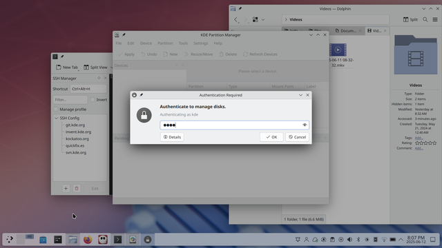 PLasma 6.4 darkens the rest the desktop when you need to input your password in an authentication dialog.